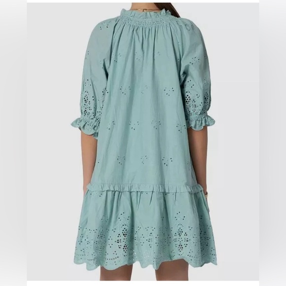 Tart Women's Blue Mia Eyelet Cotton Shift Dress Size Small - Picture 2 of 9